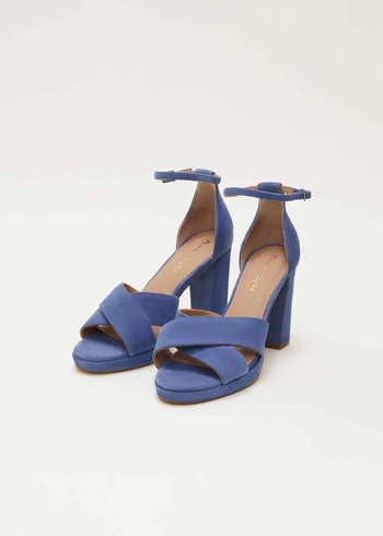 Phase Eight Blue Suede Platform Heels Blue Australia | MO5762031